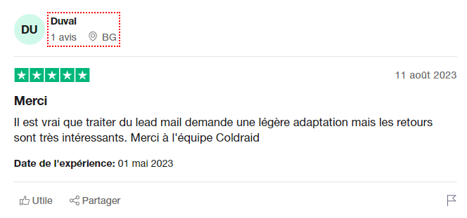 Avis d'un client ravis des services de Coldraid